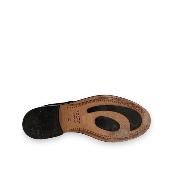 BELSTAFF Black Suede Bedford Buckle Accents Mid Calf Moto Booties Boots 36.5 - Picture 7 of 8